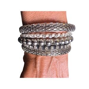 Bangle Bracelet Set Rhinestone Beaded Stacking‎ Fashion Jewelry Flashy Bling